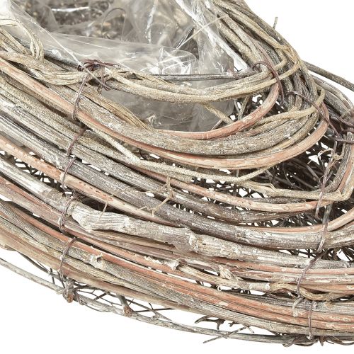 Floristik24 Pflanzschiffchen Pflanzwelle Rattan Natur Weiß 45x16cm