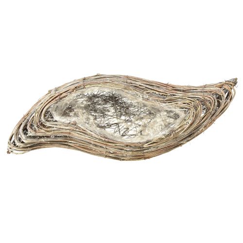 Floristik24 Pflanzschiffchen Pflanzwelle Rattan Natur Weiß 45x16cm