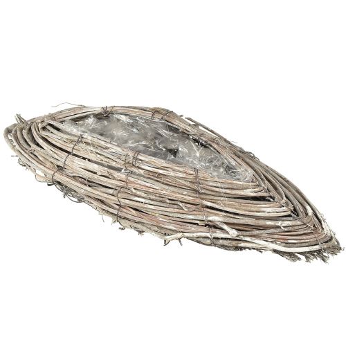 Pflanzschiffchen Rattan Reben Natur Weiß 40x13cm 2St - Landhaus Deko Pflanzen