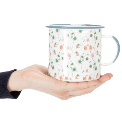 Pflanztasse Emaille Deko Tasse Blumenmotive Ø11cm | Floristik24.de
