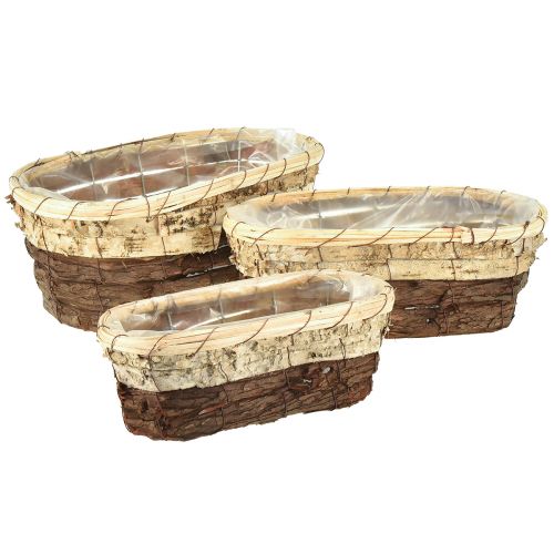 Artikel Pflanzwanne Holz Natur 3-farbig L29,5/25/23cm 3er-Set