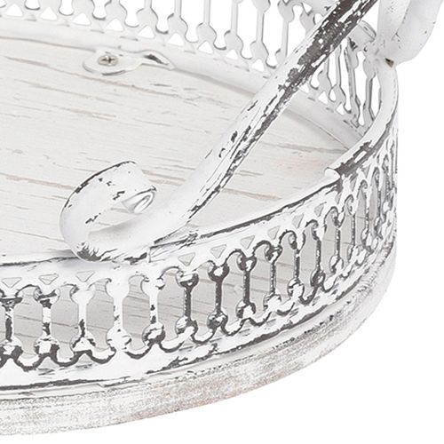 Floristik24 Retro Tablett mit Griffen rund Tablett Weiß Ø26/33cm 2er-Set