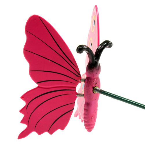 Floristik24 Schmetterling am Stab 8cm Pink