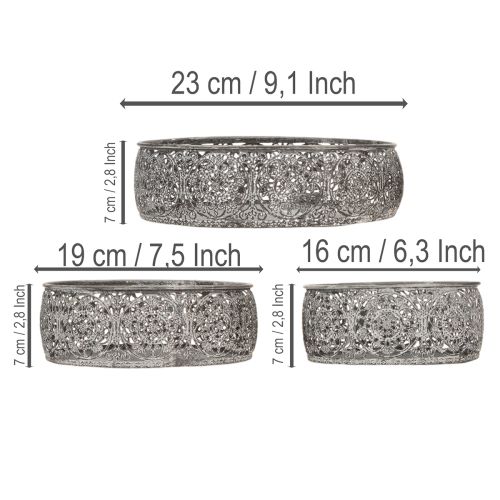 Artikel Dekoschale Metall Grau Weiß Muster Ø16/19,5/23,5cm 3er-Set