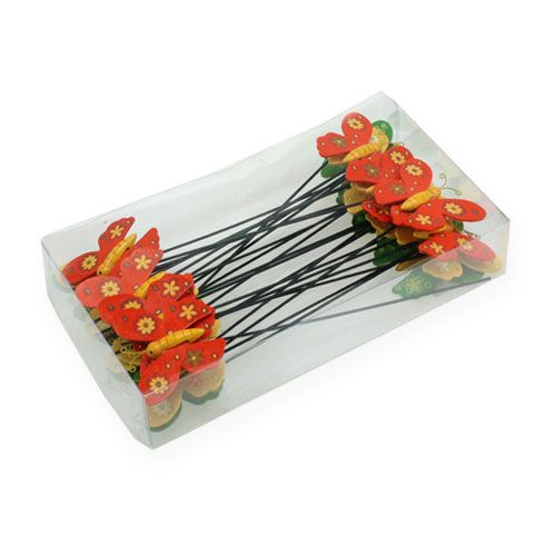 Floristik24 Bunte Schmetterlinge am Stab 7cm 24St