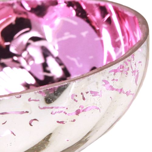 Floristik24 Schwimmschale Teelichthalter Glas Silber Lila Ø7cm 3St