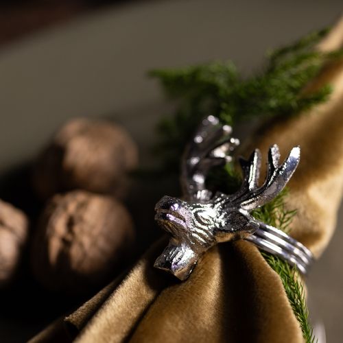 Artikel Serviettenringe Silber Hirsch Metall Serviettenhalter Ø4cm 4 St