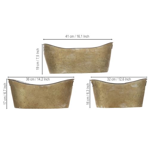 Set Übertopf Wanne Kupferfarben/Weiß L32,5cm/36,5cm/41,5cm | Floristik24.de