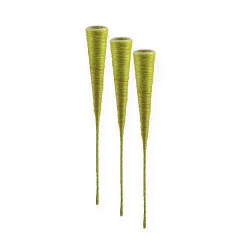 Floristik24 Sisal-Spitzvase Hellgrün Ø3,5cm L40cm 5St