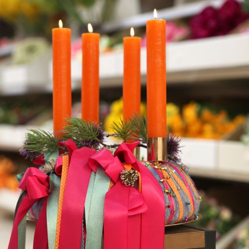 Artikel Stabkerzen durchgefärbt Orange 34mm x 240mm 4 St