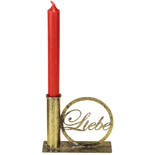 Artikel Stabkerzenhalter Metall Liebe Antik Optik Gold 13×5×10,5cm