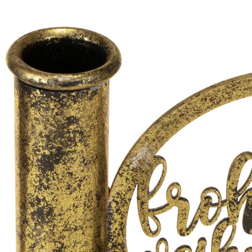 Artikel Stabkerzenhalter Weihnachten Antik Look Gold 13×5×10,5cm