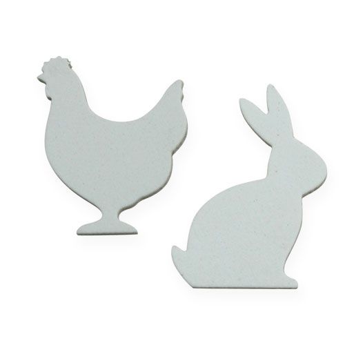 Floristik24 Streudeko Ostern Huhn, Hase Weiß 4cm 96St