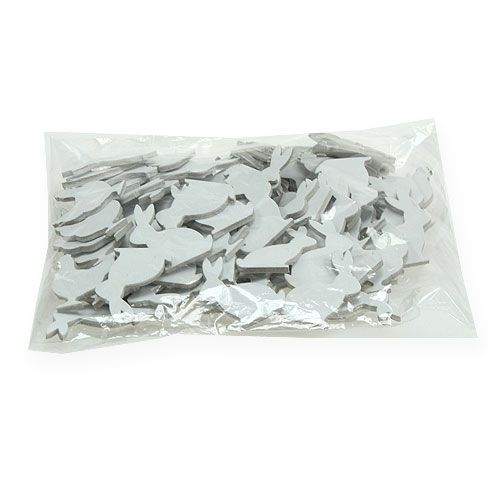 Floristik24 Streudeko Ostern Huhn, Hase Weiß 4cm 96St