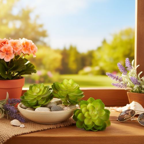 Kunstpflanze Sukkulente grün als Dekoration für Schale oder Vase 10cm 4 Stück | Floristik24.de