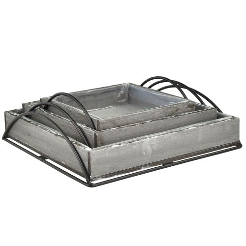 Artikel Vielseitiges Set aus Holztabletts in Grau – Verschiedene Größen – Stilvolle Aufbewahrung und Servierlösung – Set mit 3St