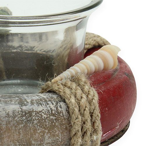 Floristik24 Teelichthalter Rettungsring Weiß, Rot Ø8,5cm