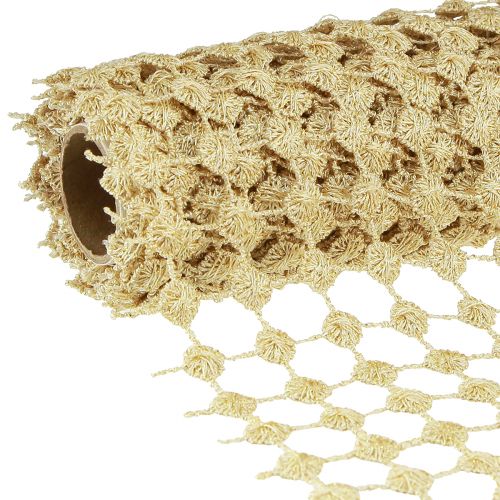 Floristik24 Tischband Gitter Gold Creme mit Glitter B19cm L1,5m