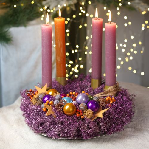 Artikel Deko-Kranz Trockenblumen Metallic Lila Lepidium Wandkranz Ø33cm Wohnaccessoire