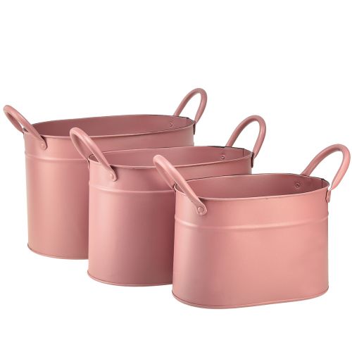 Übertopf Metall oval Pflanztopf Rosa 24/21/18cm Set à 3St