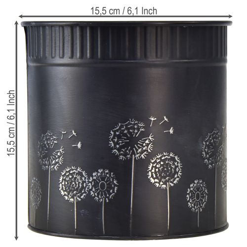 Übertopf Pusteblumen Blumentopf Schwarz Ø15,5cm H15,5cm | Floristik24.de