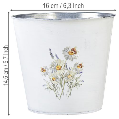 Übertopf Weiß Metall Blumentopf Blumen Ø16cm H14,5cm | Floristik24.de