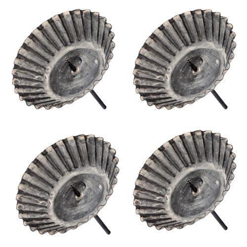 Artikel Vintage Kerzenhalter für Stumpenkerzen Zum Stecken Grau Ø8,5cm 4St