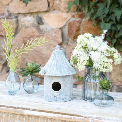 Artikel Vogelhaus zum Hängen Metall in Weiß Blau Ø15cm H21cm