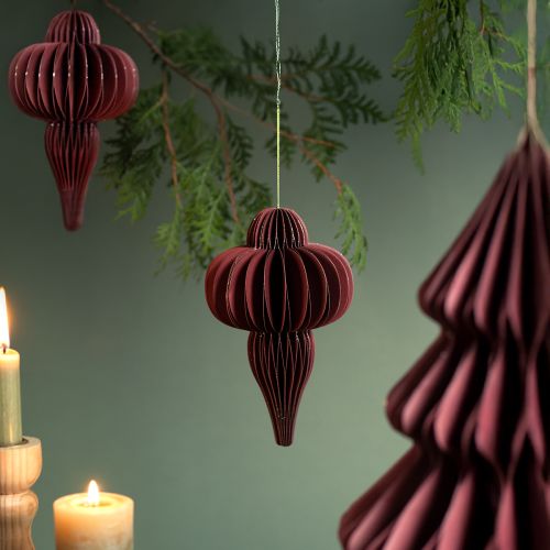 Floristik24 Weihnachtsbaumschmuck Bordeaux Papier 20cm 2St edel faltbar