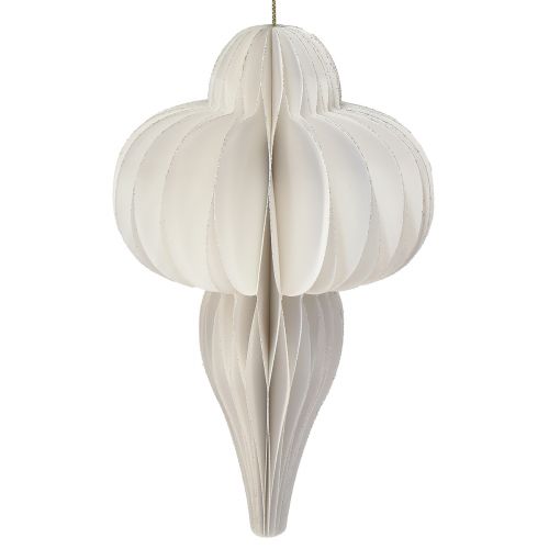 Artikel Weihnachtskugel Papier Wabendeko Zwiebel Weiß FSC Ø12cm