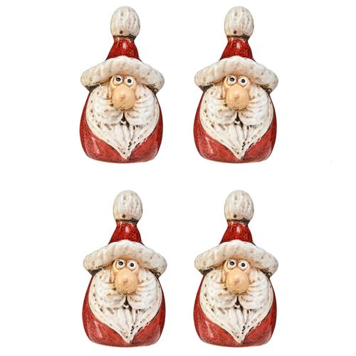 Artikel Niedliche Keramik Weihnachtsmann Figur, Rot-Weiß, 10cm – Perfekte Weihnachtsdeko – 4 St
