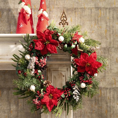 Floristik24 Weihnachtsstern Strauß Rot Samt 35cm