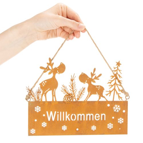 Willkommensschild Edelrost Rentier Winterdeko L22cm 2St | Floristik24.de