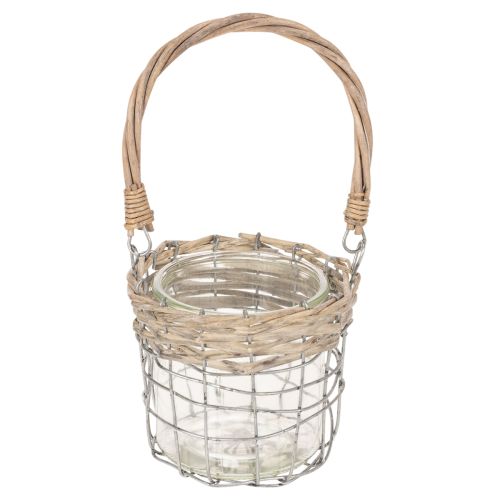 Windlicht Hängedeko Metall Glas Weide Ø13cm H12cm 2St | Floristik24.de