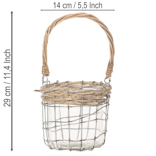 Artikel Windlicht zum Hängen Glas Metall Weide Ø14,5cm 2St