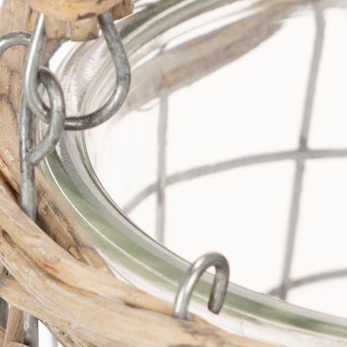 Windlicht zum Hängen Glas Metall Weide Ø14,5cm 2St | Floristik24.de