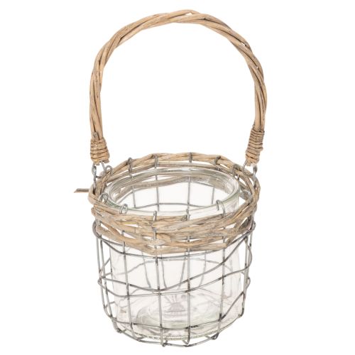 Windlicht zum Hängen Glas Metall Weide Ø14,5cm 2St | Floristik24.de