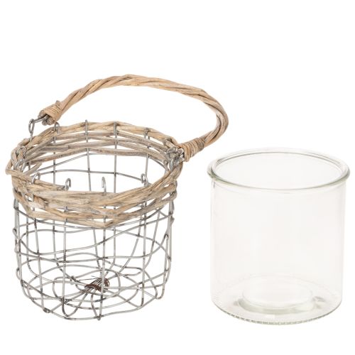 Windlicht zum Hängen Glas Metall Weide Ø14,5cm 2St | Floristik24.de