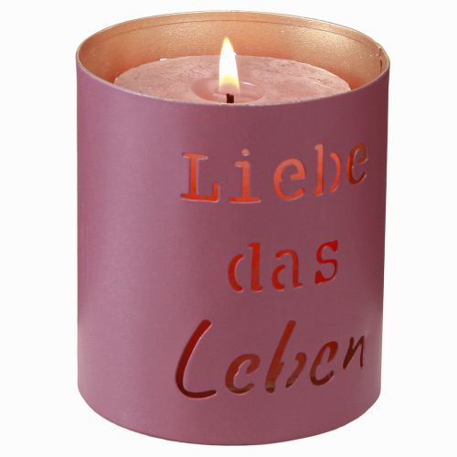 Artikel Windlicht „Liebe das Leben“ Fuchsia Gold Ø13/10,5/9cm Set 3St