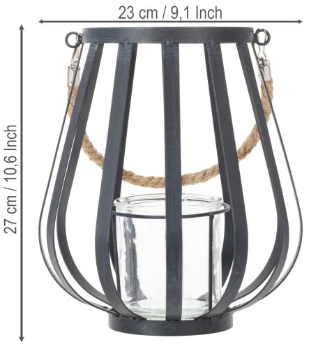 Artikel Windlicht Metall Laterne mit Glas Anthrazit Ø23cm H27cm