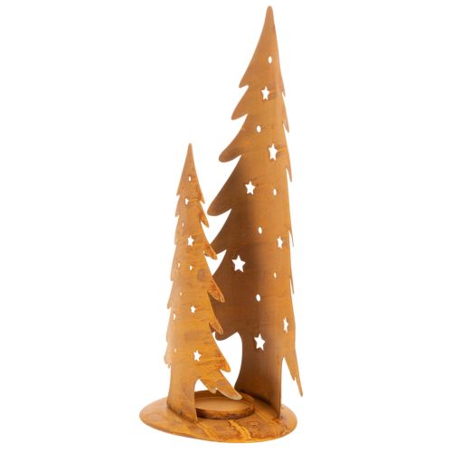 Windlicht Tannenbäume, Metalldeko in Edelrost, Weihnachten H46cm B25,5cm | Floristik24.de