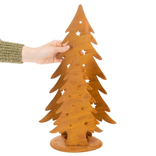Windlicht Tannenbäume, Metalldeko in Edelrost, Weihnachten H46cm B25,5cm | Floristik24.de