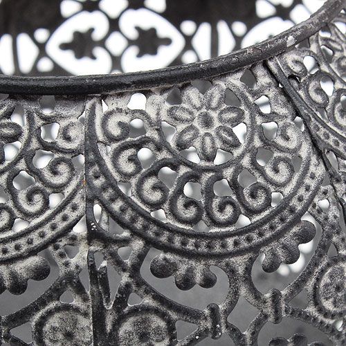 Floristik24 Windlicht Grau orientalisch Ø10,5cm H7,5cm