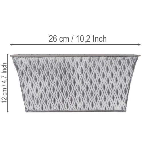 Zinkschale mit Rautenmuster 26cm x 15,5cm | Floristik24.de