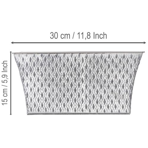 Zinkschale mit Rautenmuster 30cm×18cm H15cm | Floristik24.de