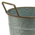 Floristik24 Übertopf mit Henkeln, Metallgefäß zum Bepflanzen, Pflanztopf Silbern, Braun Ø24cm H32,5cm