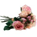 Floristik24 Kunstrosen Rosa Creme Künstliche Rosen Deko 29cm 12St