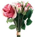 Floristik24 Kunstrosen Rosa Pink Künstliche Rosen Deko Strauß 29cm 12St