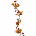 Floristik24 Herbstgirlande mit Ahorn-Blättern und Zapfen Orange 1,28m