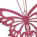 Floristik24 Anhänger Schmetterling Deko Metall Rosa Pink 8,5x9,5cm 6St